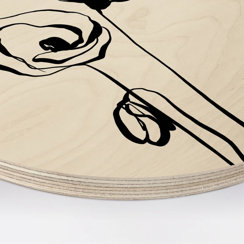 Obraz drewniany Line Art Two Poppies - Cats & Dotz - Round 