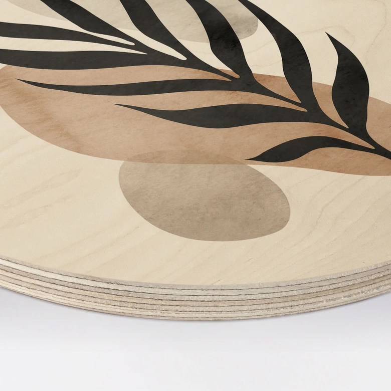 Holzbild Botanische Silhouette mit kunstvoller Geometrie - Costa - Rund 
