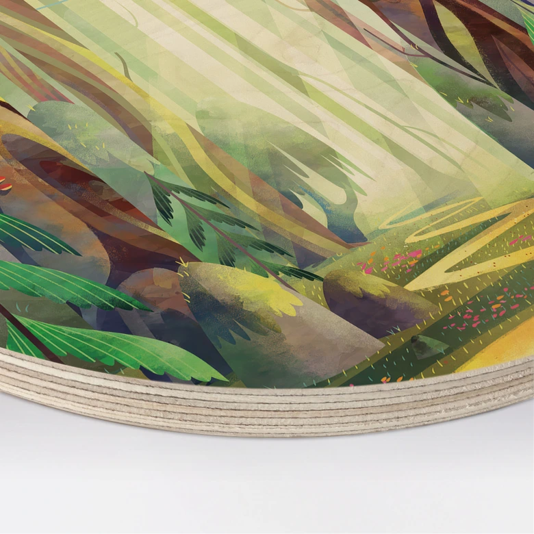 Wood Print Enchanted Forest in the Light - DigitalArtsi - Round 