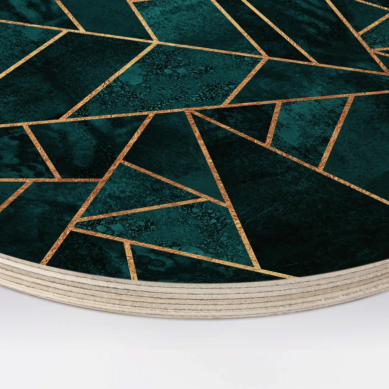 Wandcirkel Hout Fredriksson - Blue Green Emerald 