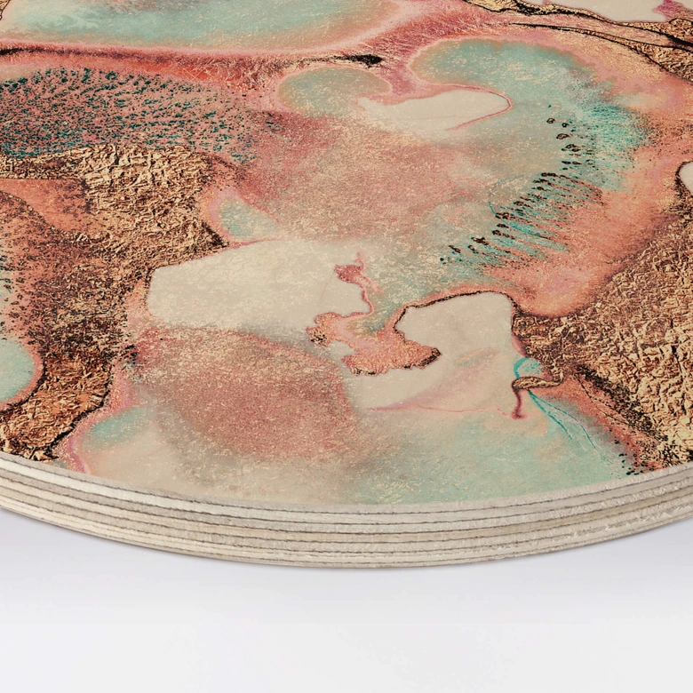 Holzbild Fredriksson - Goldene Tinte mit Nuancen in Rosé - Rund 