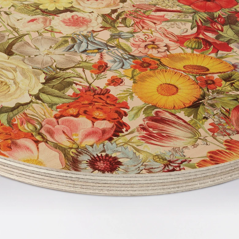 Holzbild Farbenfrohe Blumencollage - Frida Floral Studio - Rund 