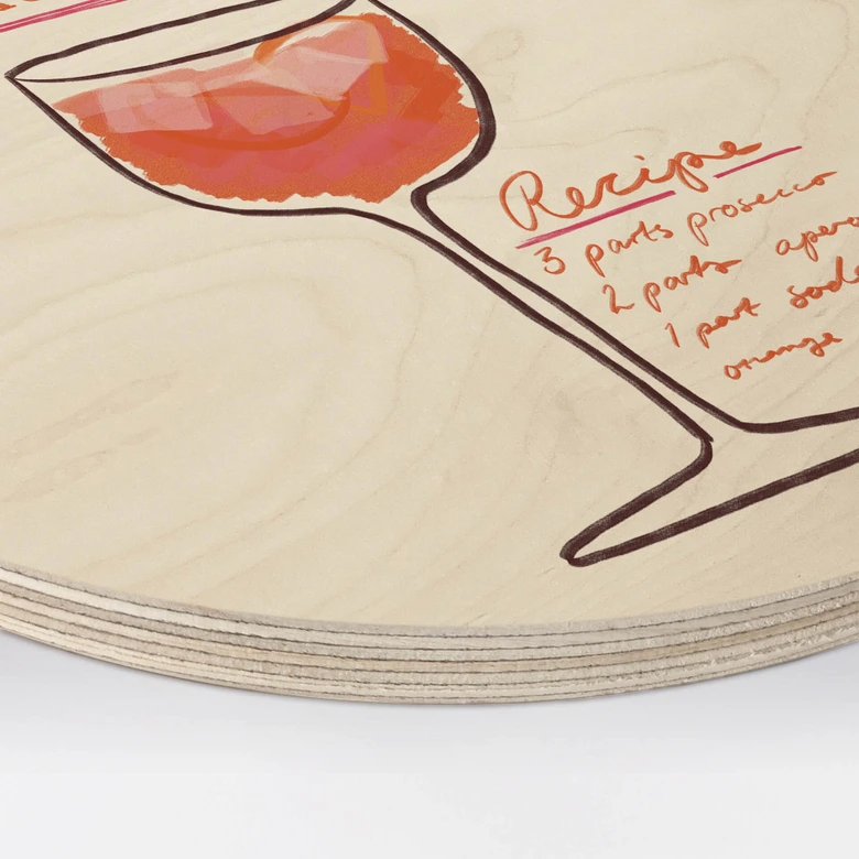 Tableau sur bois Fritsch - Aperol Spritz - Rond 
