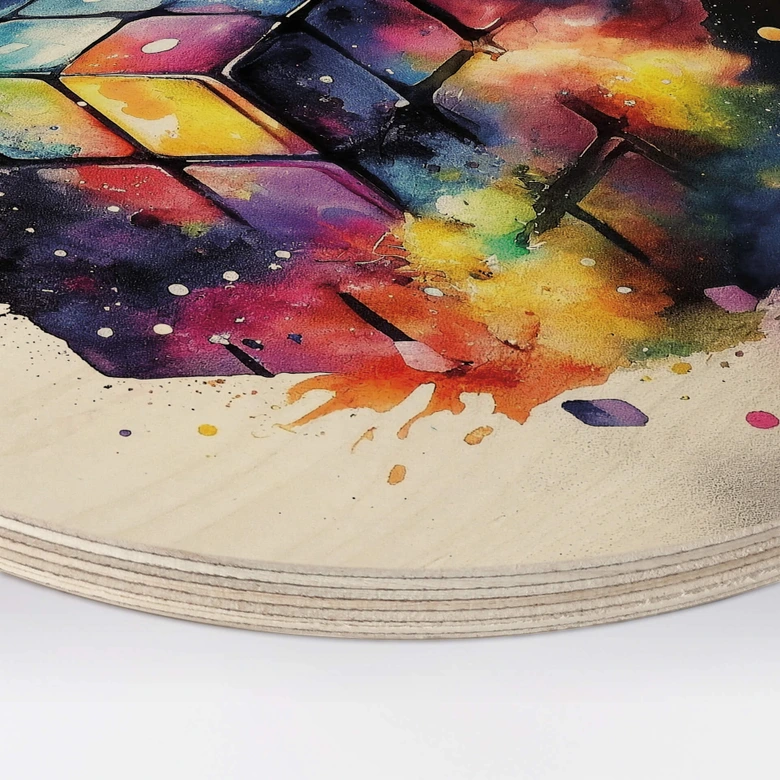 Holzbild Heine - Magischer Zauberwürfel - Rubik's Cube - Rund 