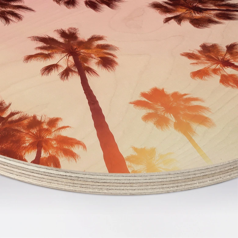 Holzbild California Dreaming mit Palmen-Blick - Hugonnard - Rund 