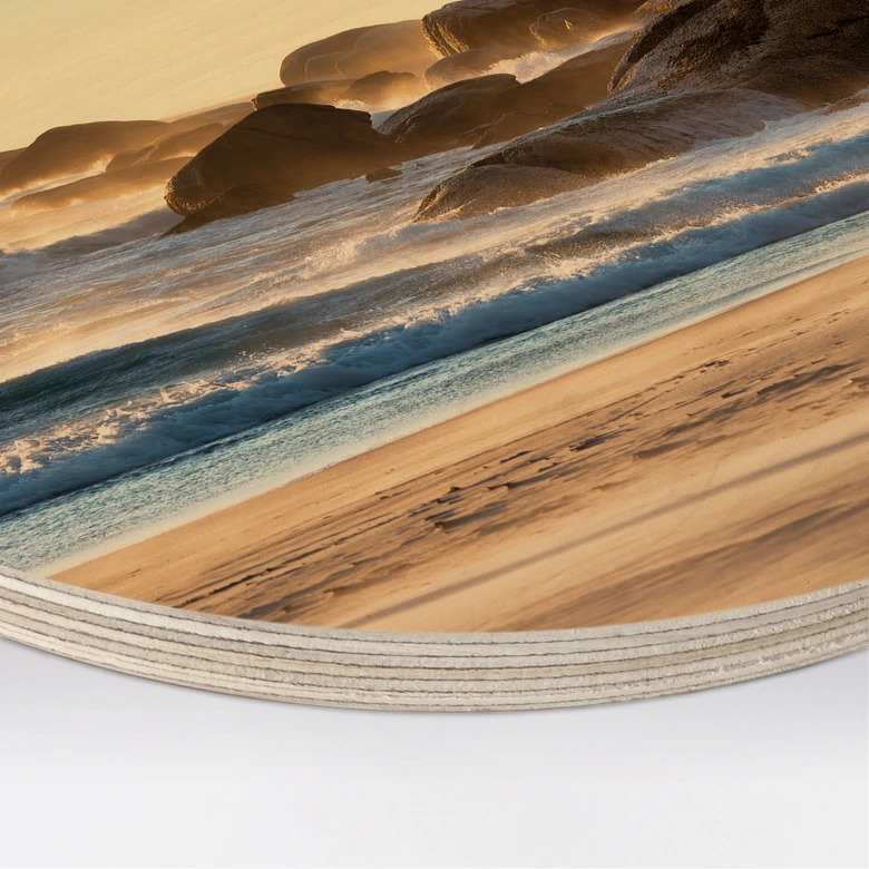 Holzbild Strandküste bei Sonnenaufgang in Afrika - Hugonnard - Rund 
