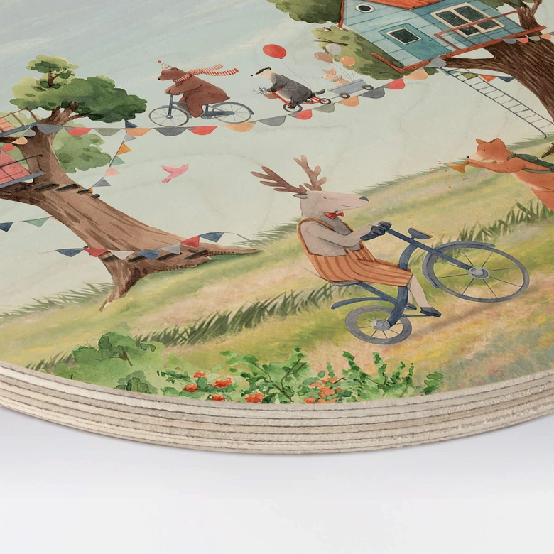 Holzbild Oliver Robins - Baumhaus Party - Rund 