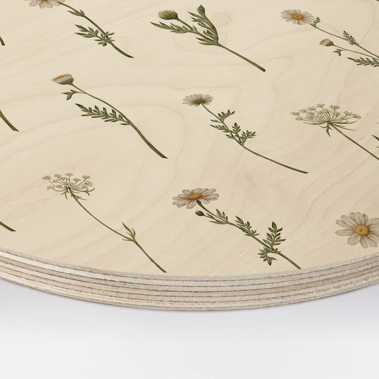 Holzbild Wiesenromantik mit Feldblumen - Kikki Belle - Rund 