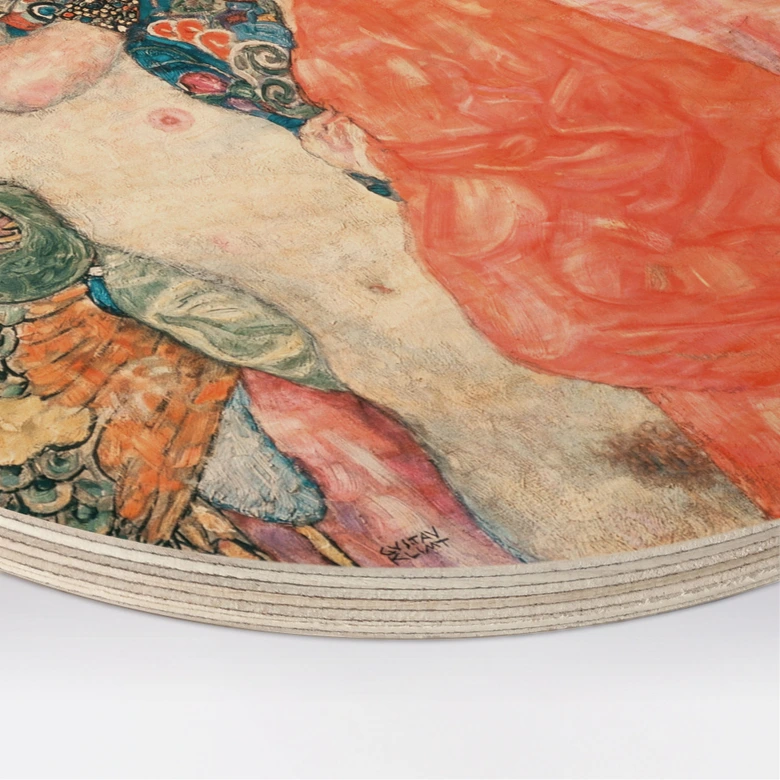 Holzbild mit Frauenkunst - Klimt - Die Freundinnen - Rund 