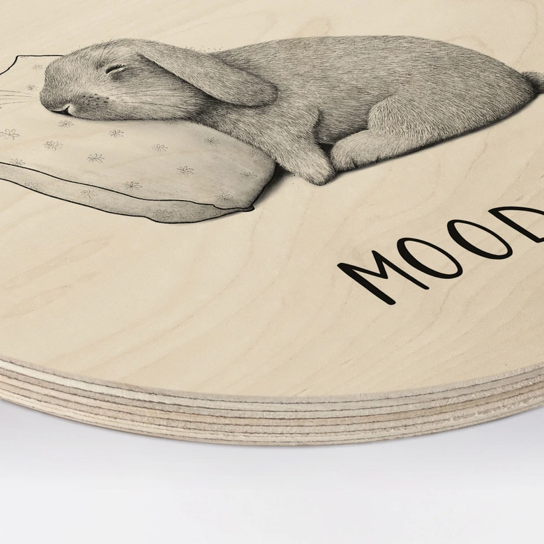 Cuadro de madera Monday mood - Liebre el lunes por la mañana - Korenkova - Redondo 