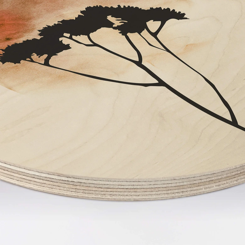 Holzbild Kubistika - Afrikanische Wüste - Rund 