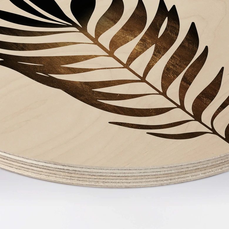 Wandcirkel Hout Kubistika Golden Leaf 