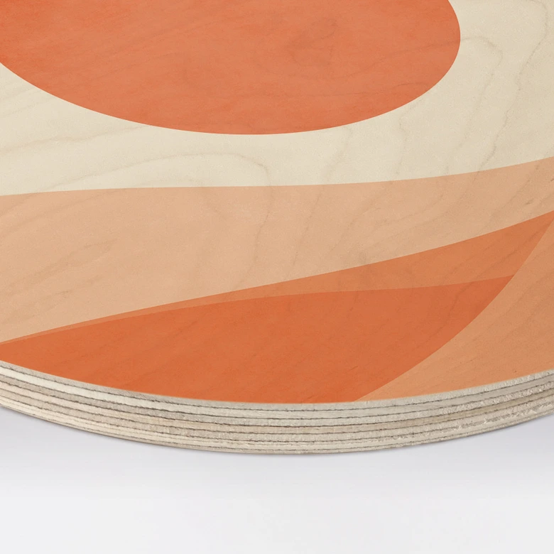 Væg cirkel træ Harmonisk landskab orange - Kubistika 