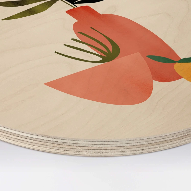 Tableau sur bois rond Kubistika Juicy Lemons 