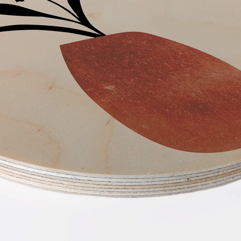 Holzbild Kubistika - Winterblüher - Rund 