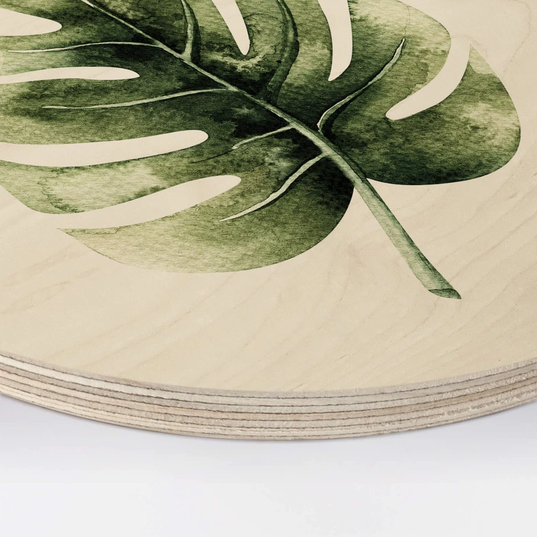 Trätavla Kvilis - Monstera Blad - Rund 