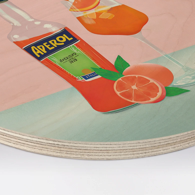 Trätavla Aperol Spritz - Lizde - Rund 