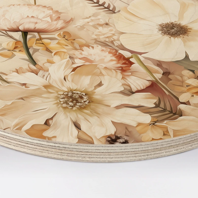 Holzbild Vintage Blütenpracht auf der Wiese - Lola Peacock - Rund 