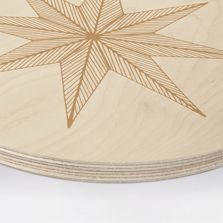Holzbild Geometrischer Goldstern - Magnusson - Rund 