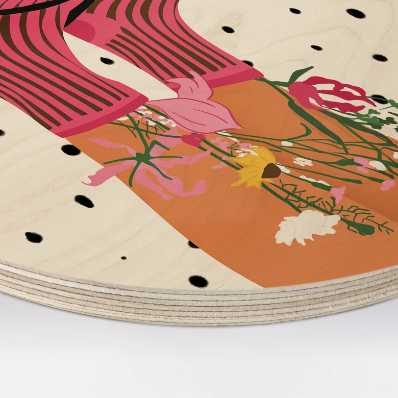 Holzbild Sockenliebe trifft Flower Power - Mokate - Rund 