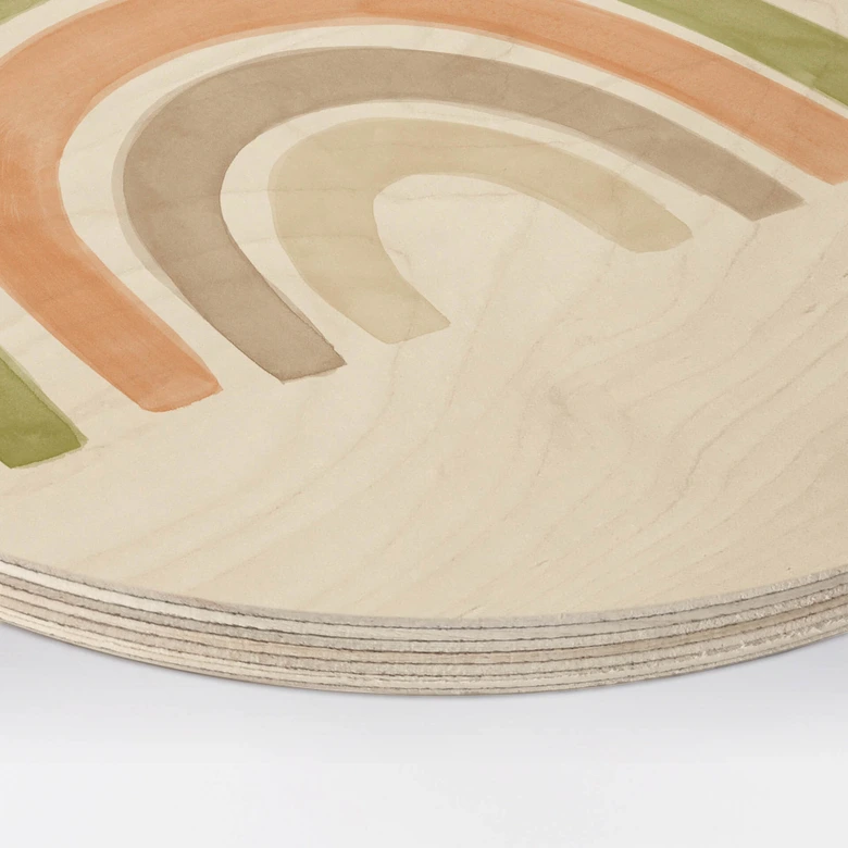 Nouveauprints Trätavla - Regnbågsakvarell - Rund 