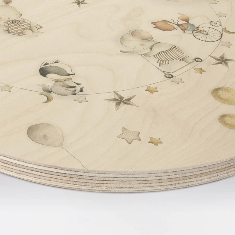 Wandcirkel Hout Sweet Animals and Stars 