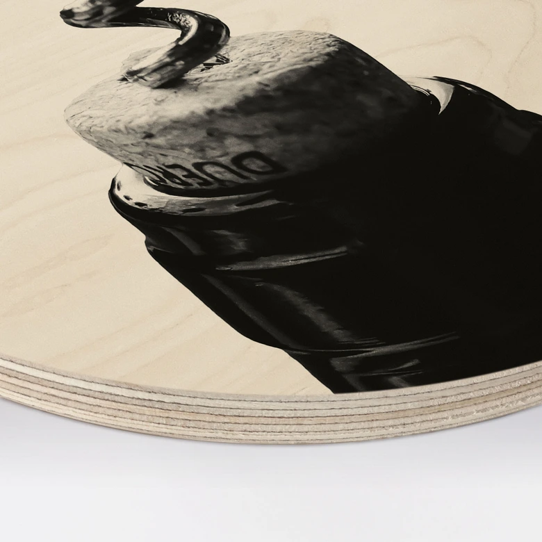Wandcirkel Hout Wijn met kurkentrekker - Pictufy Studio 