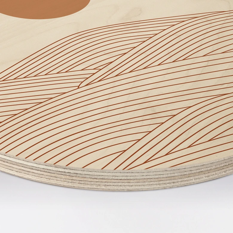 Holzbild Sonnenaufgang über der abstrakten Wüste - Playell - Rund 