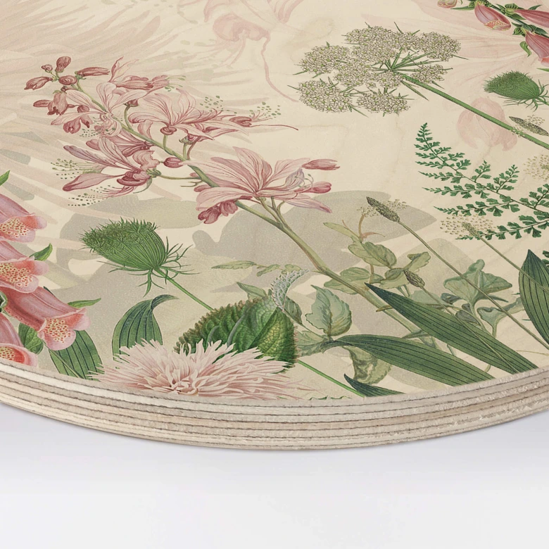 Holzbild Sir Edward - Rosa Fingerhut - Rund 