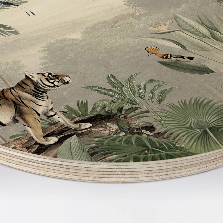Holzbild Sir Edward - Tiger in den Tropen - Rund 
