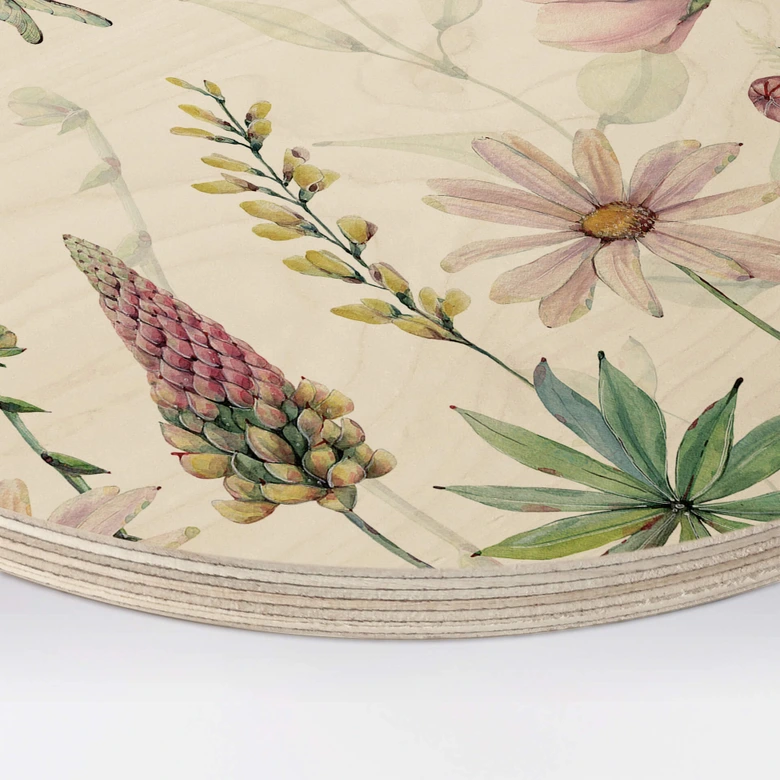 Cuadro de madera Sir Edward - Flores encantadoras - Redondo 