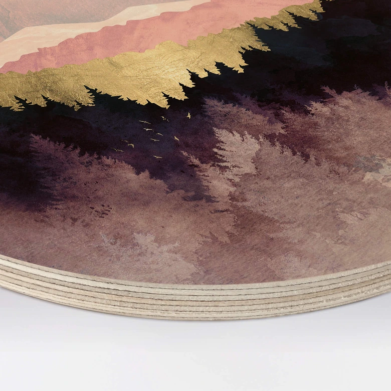 Holzbild SpaceFrog Designs - Lila Wald - Rund 