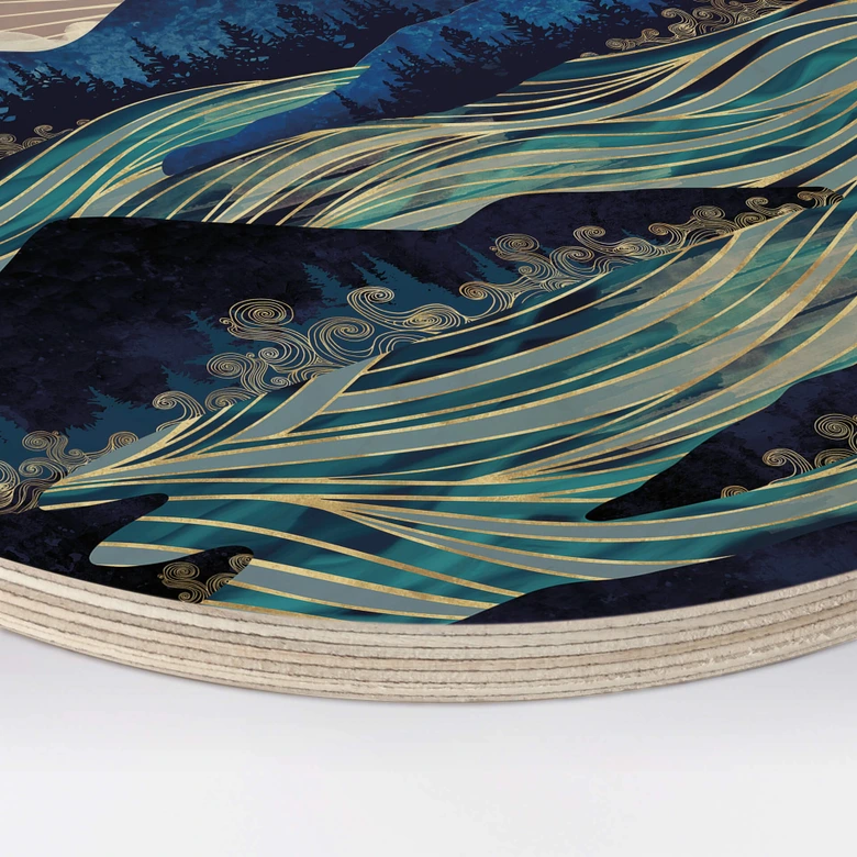 Holzbild SpaceFrog Designs - Meerestreiben - Rund 