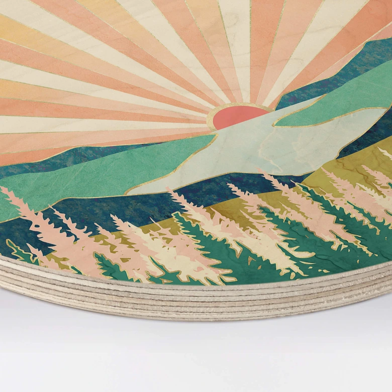 Holzbild SpaceFrog Designs - Retro Sommer - Rund 