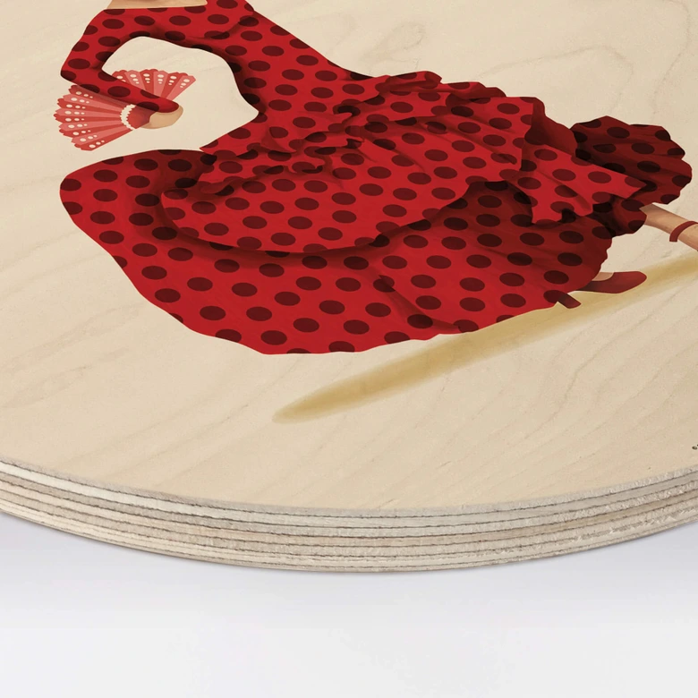 Tableau sur bois rond Tohmé - Flamenco 