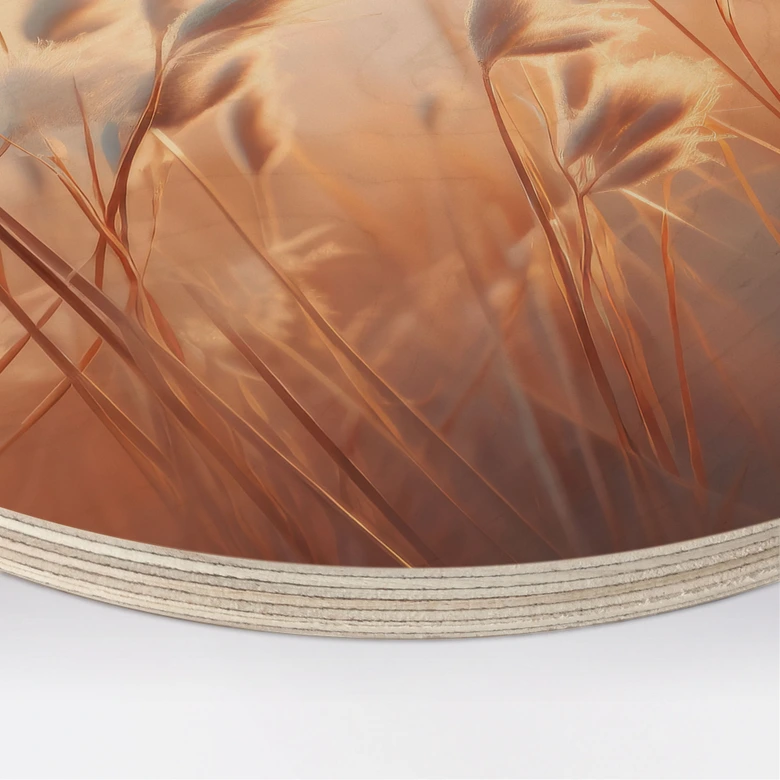 Cuadro de madera hierba de las dunas al sol del atardecer - Treechild - Round 