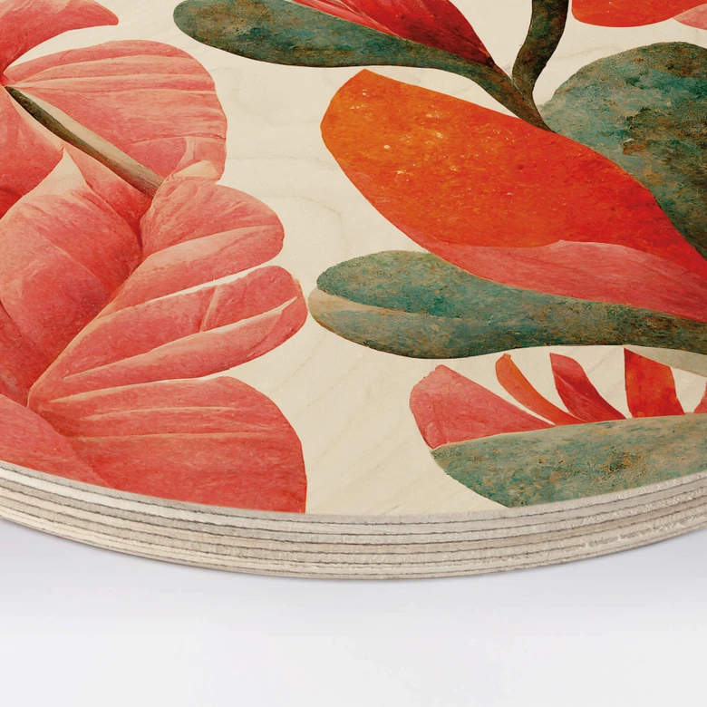 Holzbild Treechild - Indische Rose - Rund 