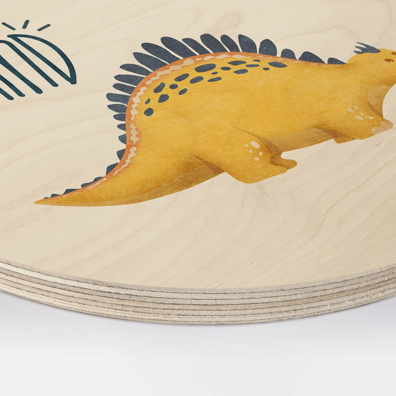 Holzbild Dino Be Kind - Stegosaurus - Tunaboylu - Rund 