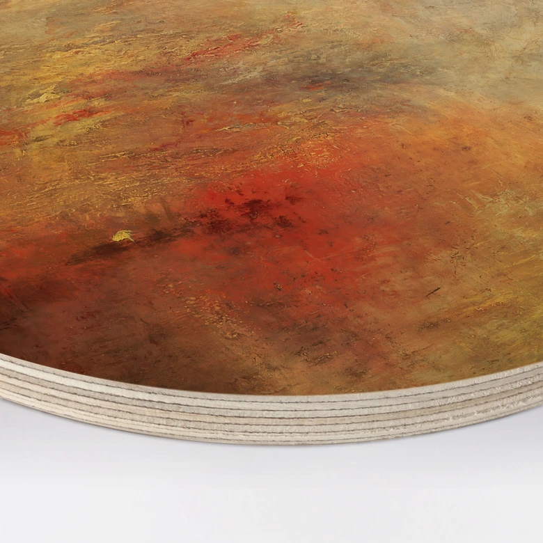 Houten Wanddecoratie - Zonsondergang over een meer - Rond 