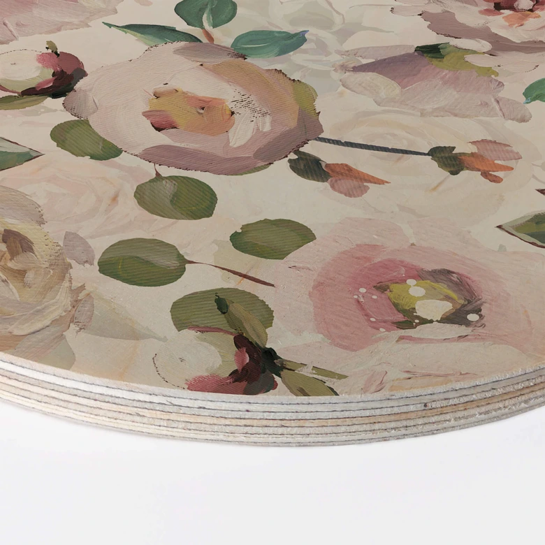 Holzbild UN Designs - Blumen im Gemälde Stil - Rund 