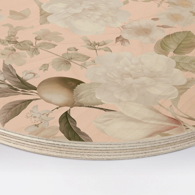 Holzbild Boho-Illustration mit Blumen und Früchten - UN Designs - Rund 