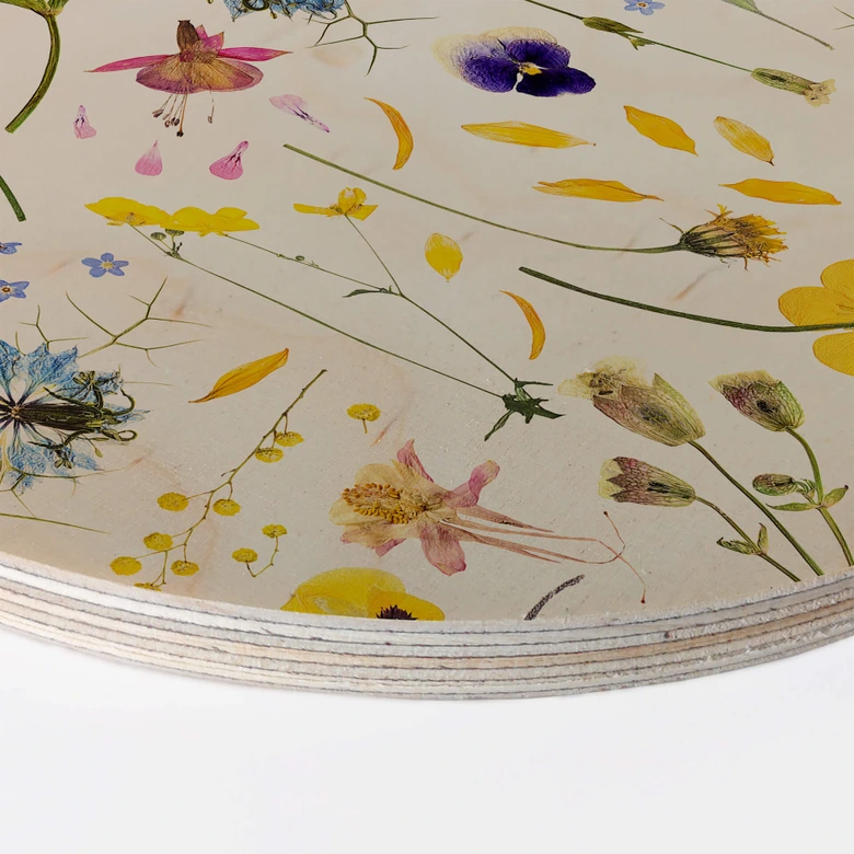 Holzbild UN Designs - Getrocknete Blüten - Rund 