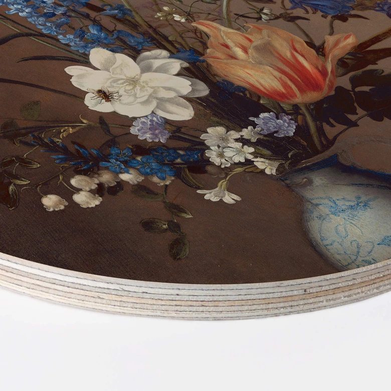 Holzbild Van der Ast - Blumen in einer Wan-Li Vase - Rund 