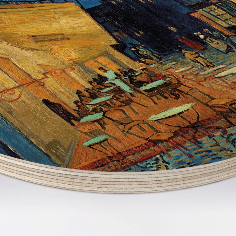 Holzbild van Gogh - Café Terrasse am Abend - Rund 