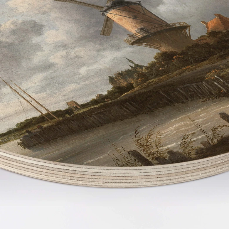 Holzbild Van Ruisdael - Die Windmühle von Wijk - Rund 