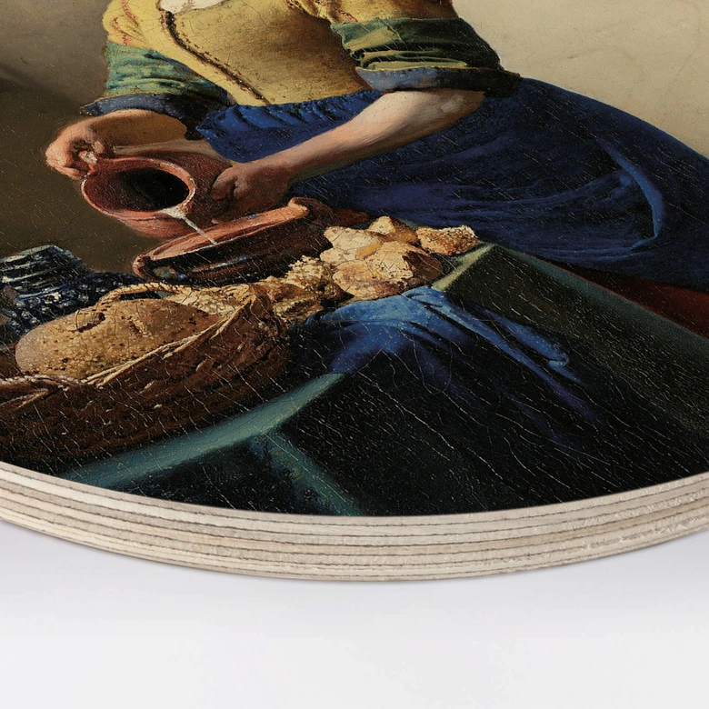 Holzbild Vermeer - Das Mädchen mit dem Milchkrug - Rund 
