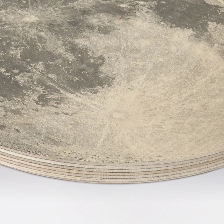 Obraz drewniany księżyc w pełni czarno-biały - okrągły 