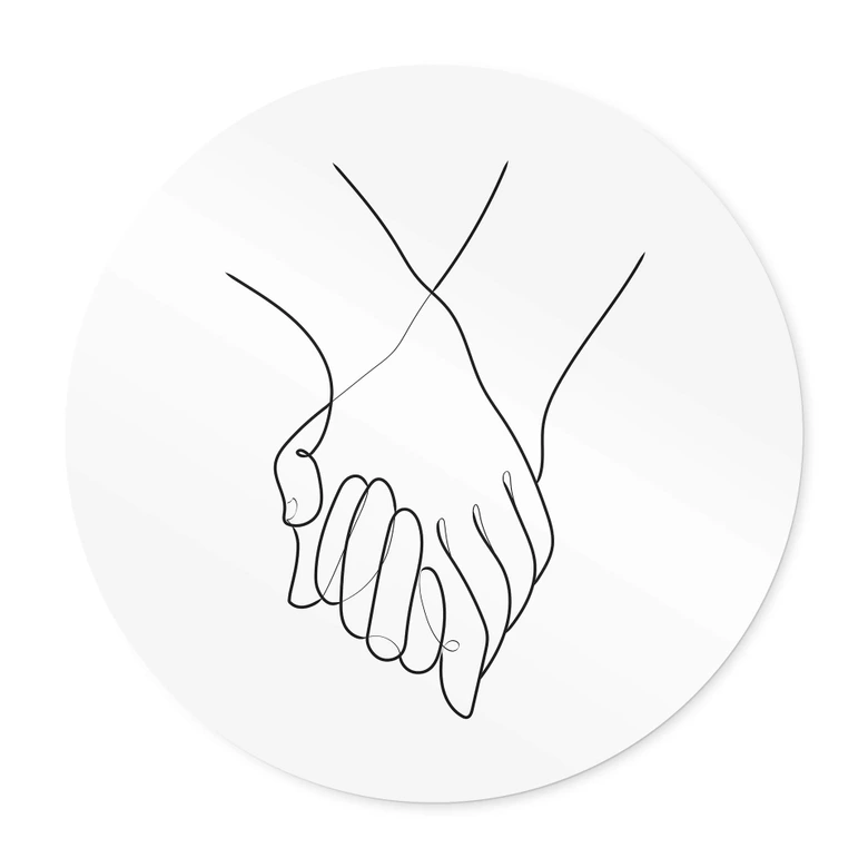 Poster 1X Studio - Line Art Hand in Hand - Rund 