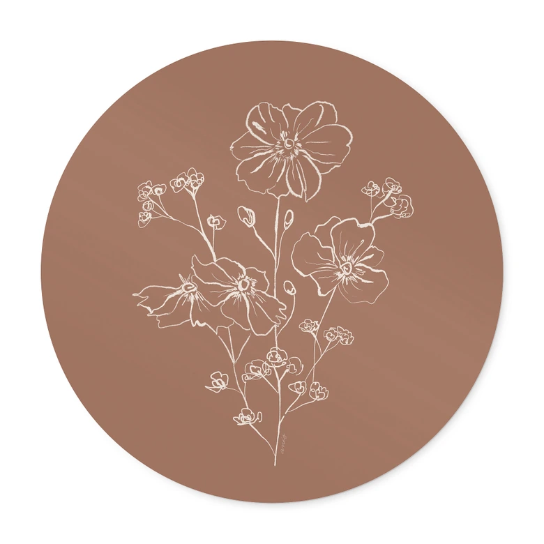 Poster Wildrosenstrauß Mocha-Mousse - Anis Illustration - Rund 