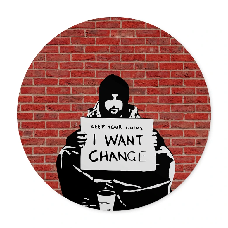 Poster Banksy - Keep Coins - Rund 